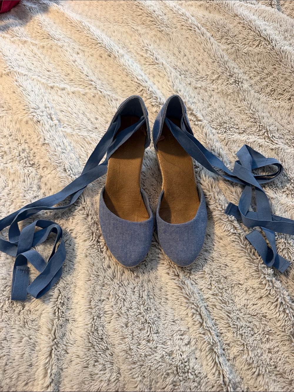 Blue Women's Ankle-Tie Flats